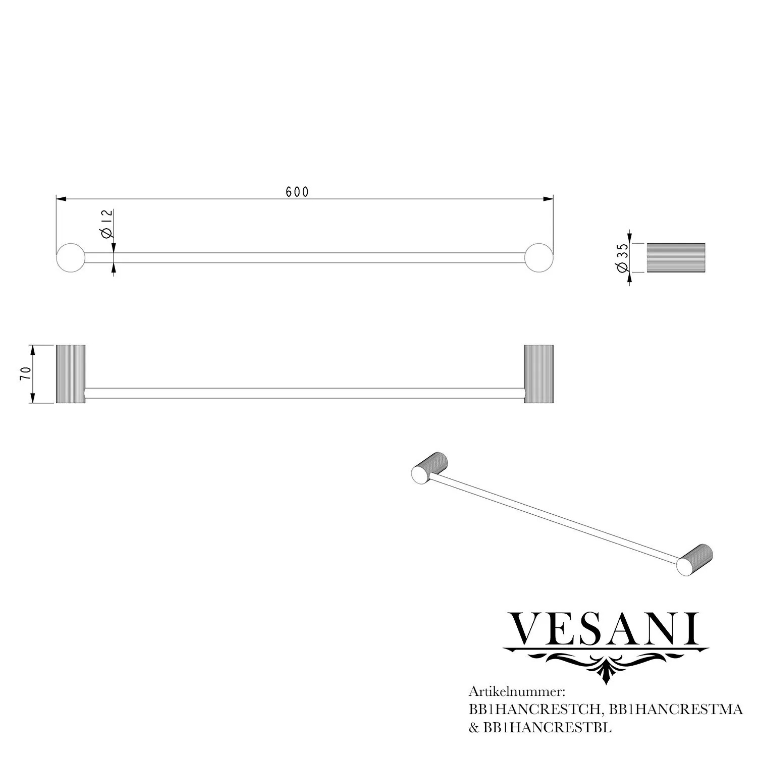 Handdukshängare Vesani Crest Singel