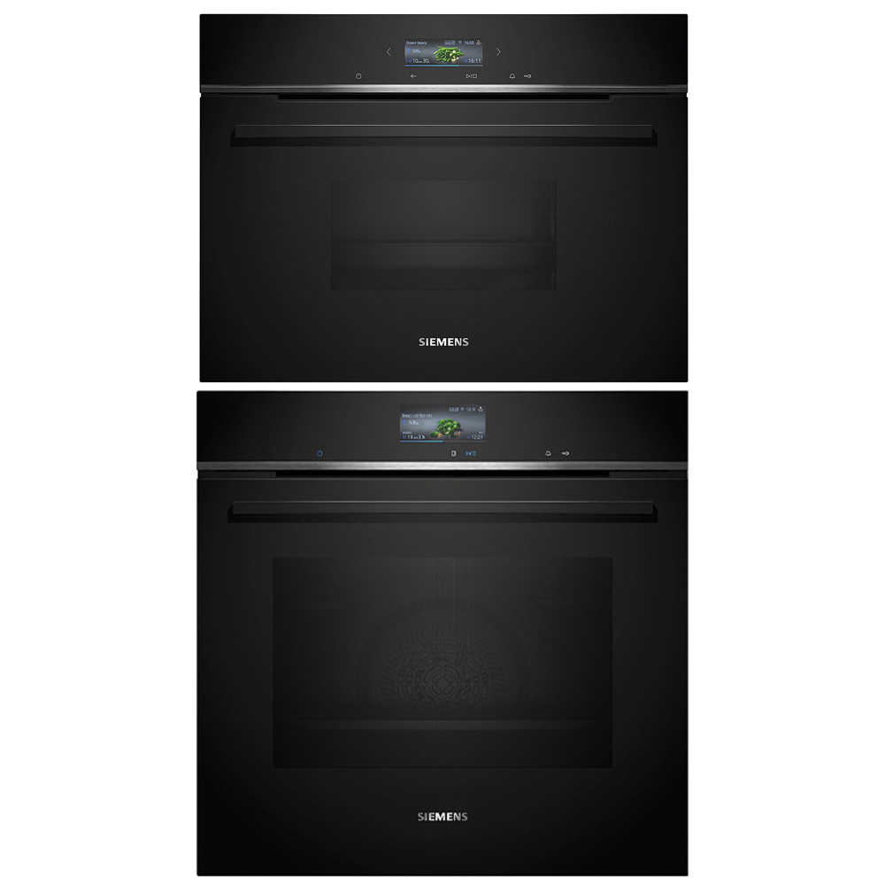 Ugn och Mikro Siemens iQ700 HB776G3B2S + CD714GXB1 Med WIFI och Ångfunktion Svart