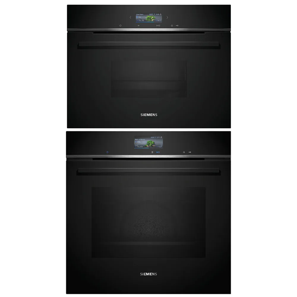 Ugn och Mikro Siemens iQ700 HB776G3B2S + CD714GXB1 Med WIFI och Ångfunktion Svart