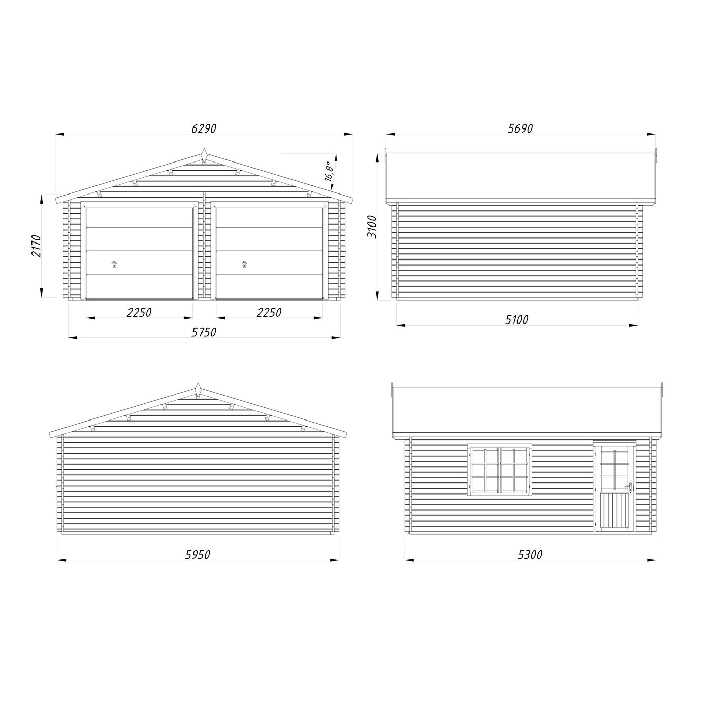 Roger 28,4 m2 with sectional door Grå dippad
