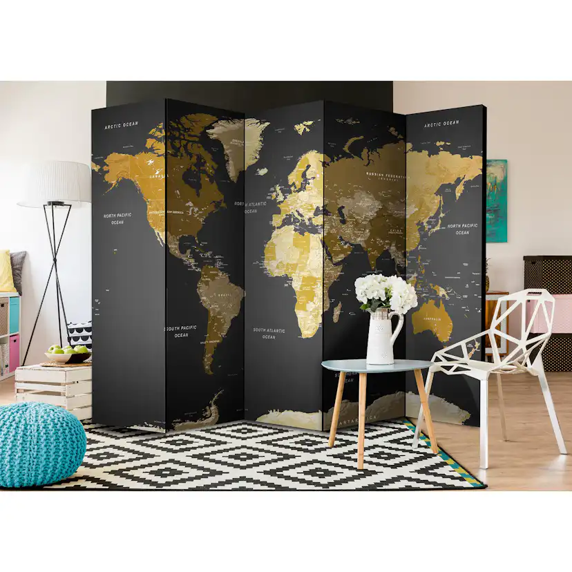Rumsavdelare Arkiio World Map on Dark Background 225x172 cm