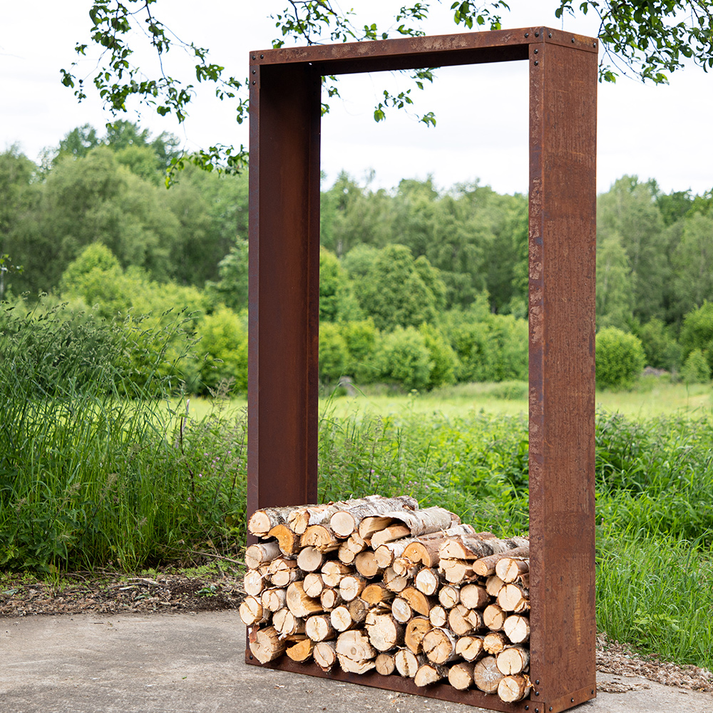 Mombasa Firewood Storage Steel - Rusty Orange Rostig
