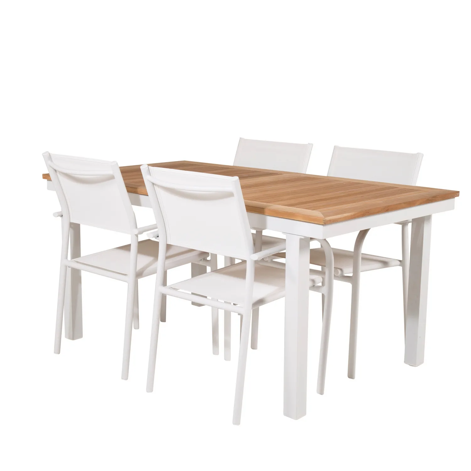 Matgrupp Venture Home Perla 160/240 med 4 Siri Matstolar Vit/Natur, Blanka Ben