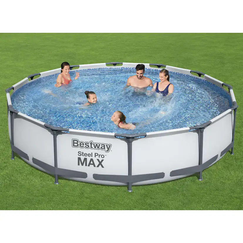 Poolpaket Bestway Steel Pro Max Ø3,66m 76cm Stålramspool Ovanmark med Filterpump