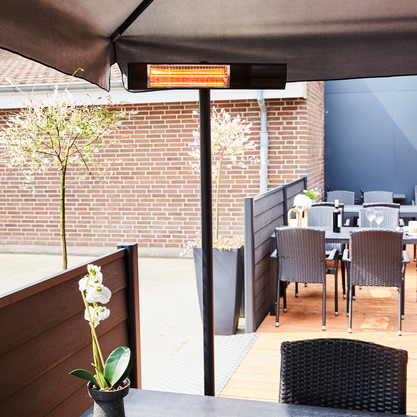 HORTUS Terrassvärmare golvmodell 500/1000/1500 W, GT, med fj Svart