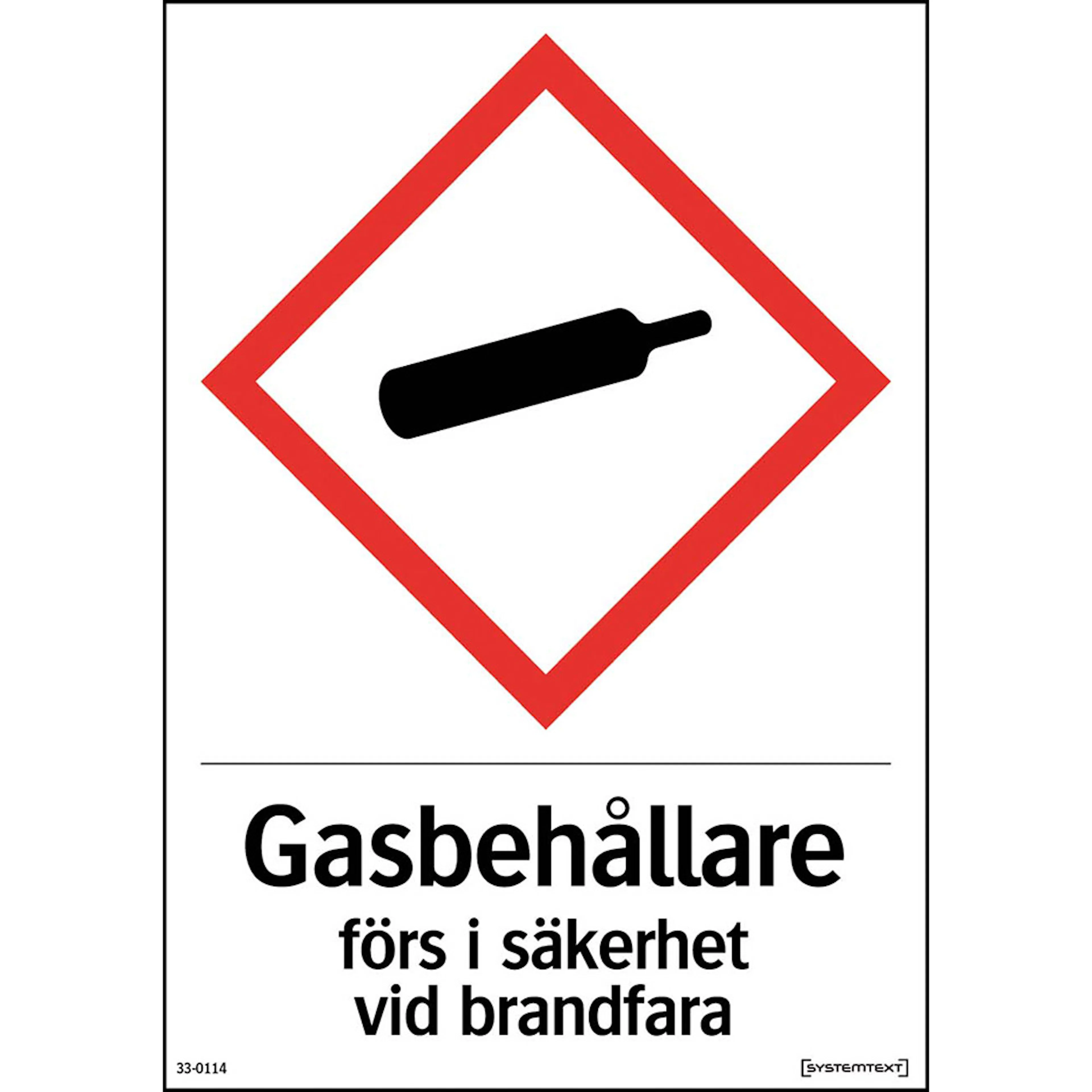 Skylt Systemtext Gasflaskor Vit Reflex