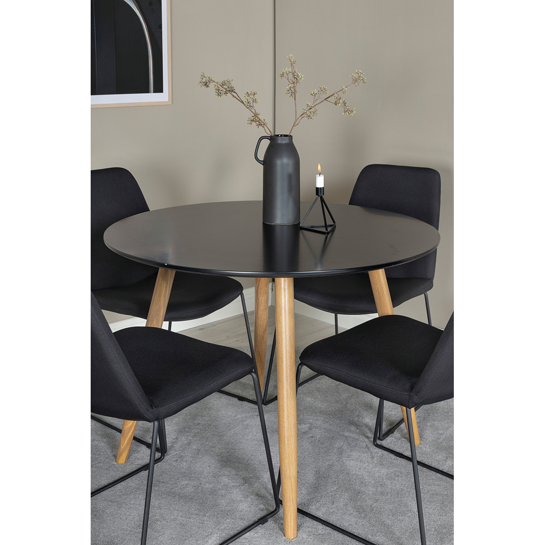 Matgrupp Venture Home Plaza Ø100 cm med 4st Muce Matstolar