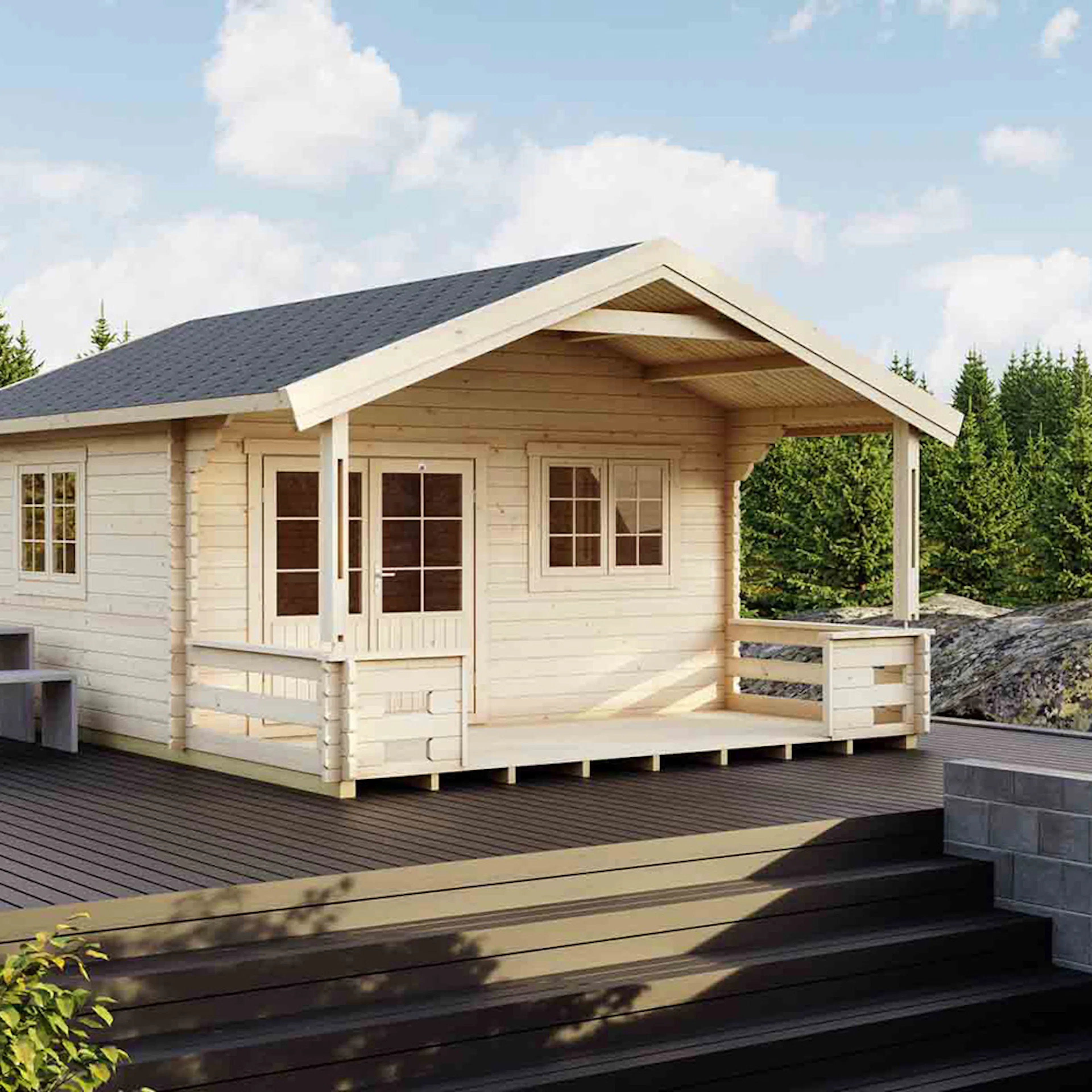 Attefallshus Luoman Lillevilla Saimaa 19,8 m² Komplett Stuga med Sadeltak