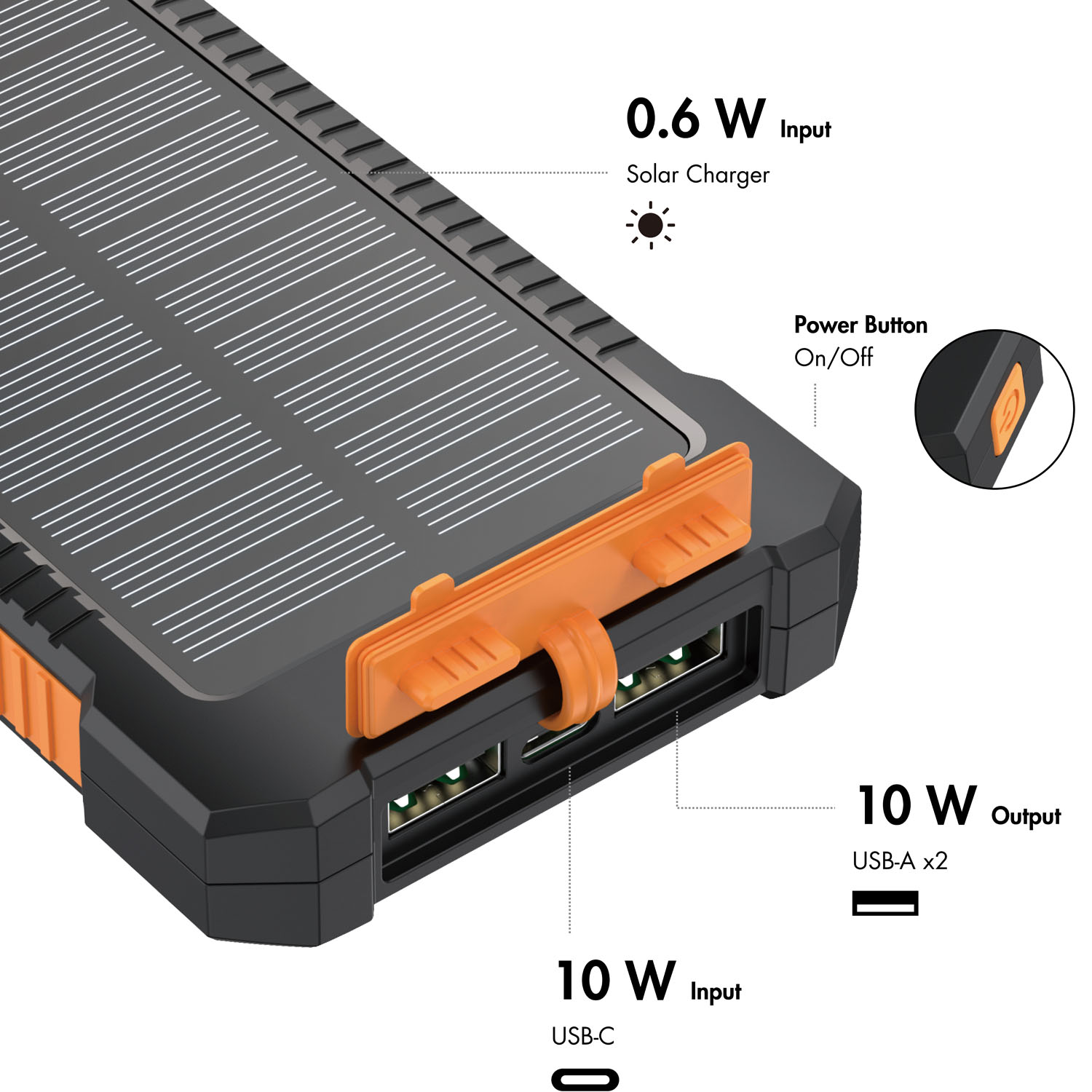 Solcells-Powerbank LogiLink 6000mAh 2xUSB-A 10W