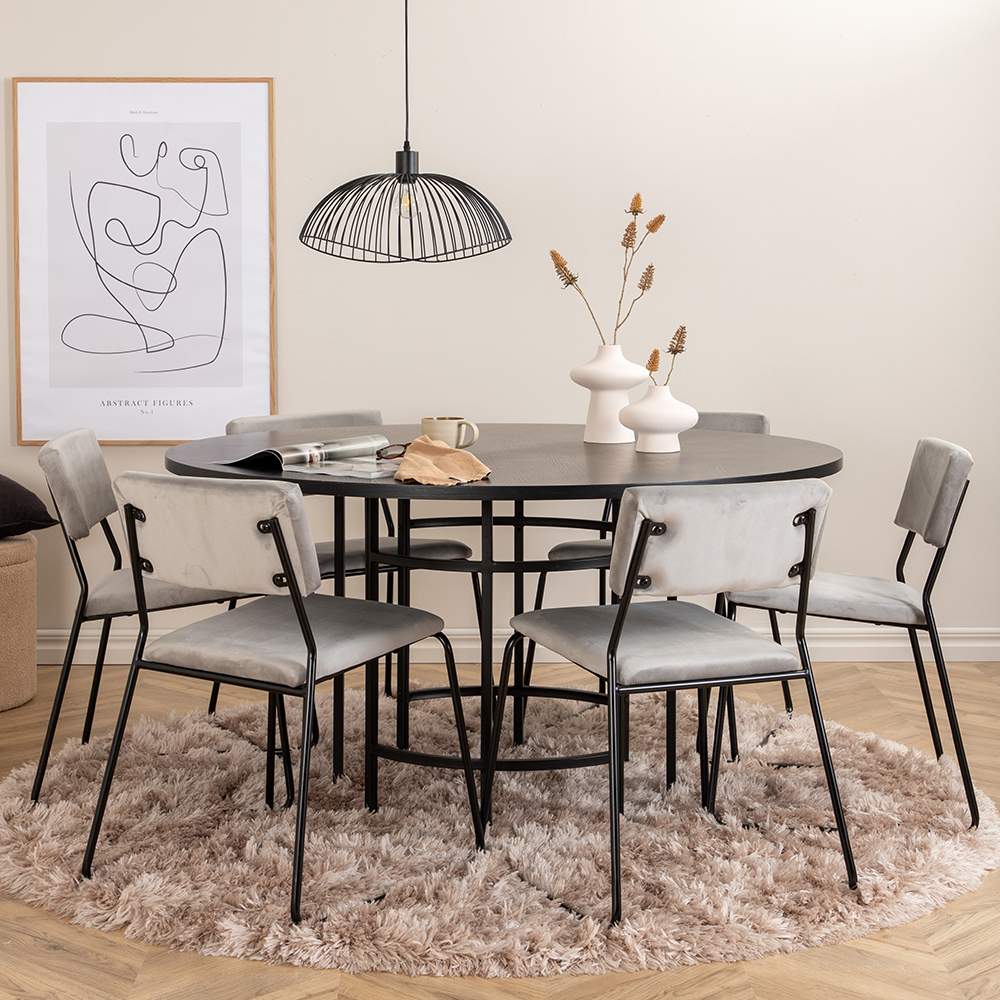 Copenhagen - Dining Table round - Black / Black+Kenth Chair Grå/Svart