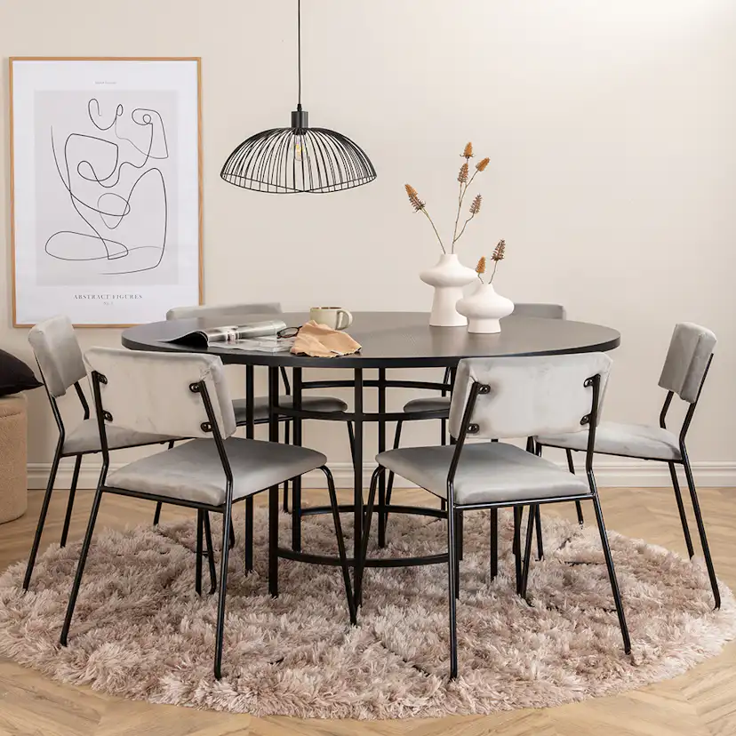 Copenhagen - Dining Table round - Black / Black+Kenth Chair Grå/Svart
