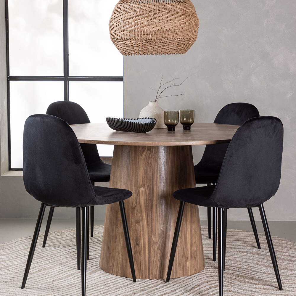 Matgrupp Venture Home Lanzo med 4 Polar Sammet Stolar