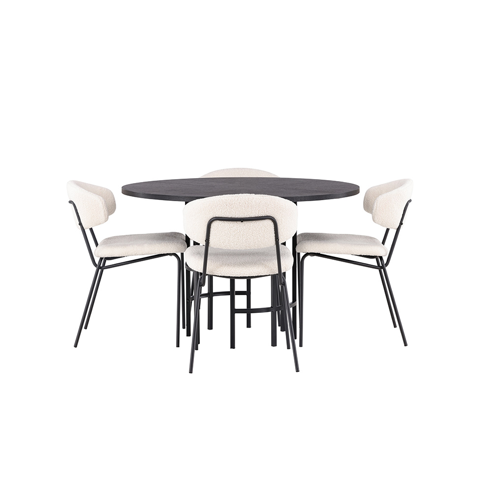 Matgrupp Venture Home Copenhagen Ø 115 cm med 4 Chico Stolar