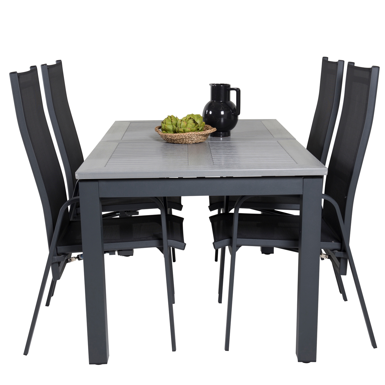 Albany Dining Table 160/240*100 - Svart Alu / Grey Aintwood+ Svart/Grå