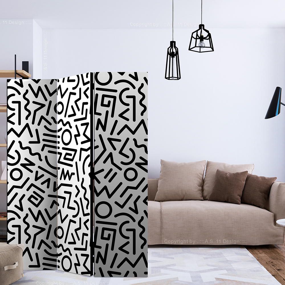 Rumsavdelare Skärmvägg Arkiio Black And White Maze 135x172 cm