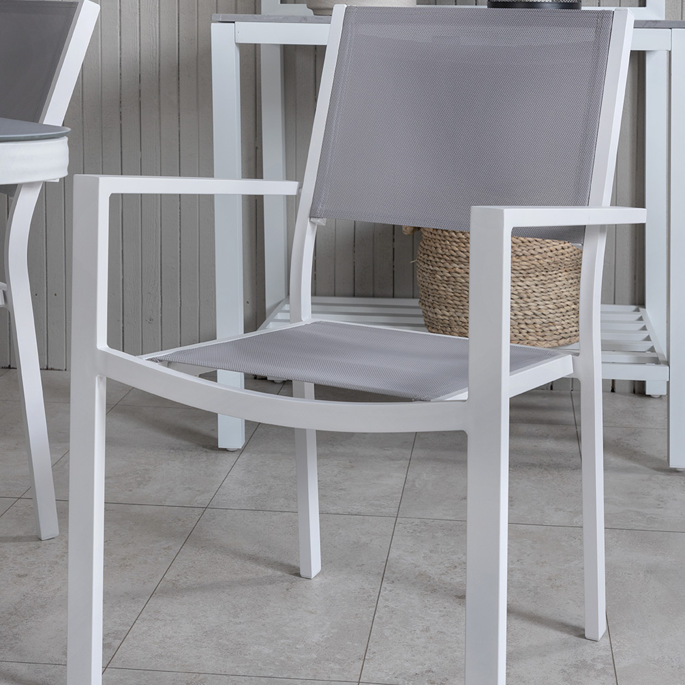 Matgrupp Venture Home Vyn Vit med 4 Curz Stapelbara Matstolar