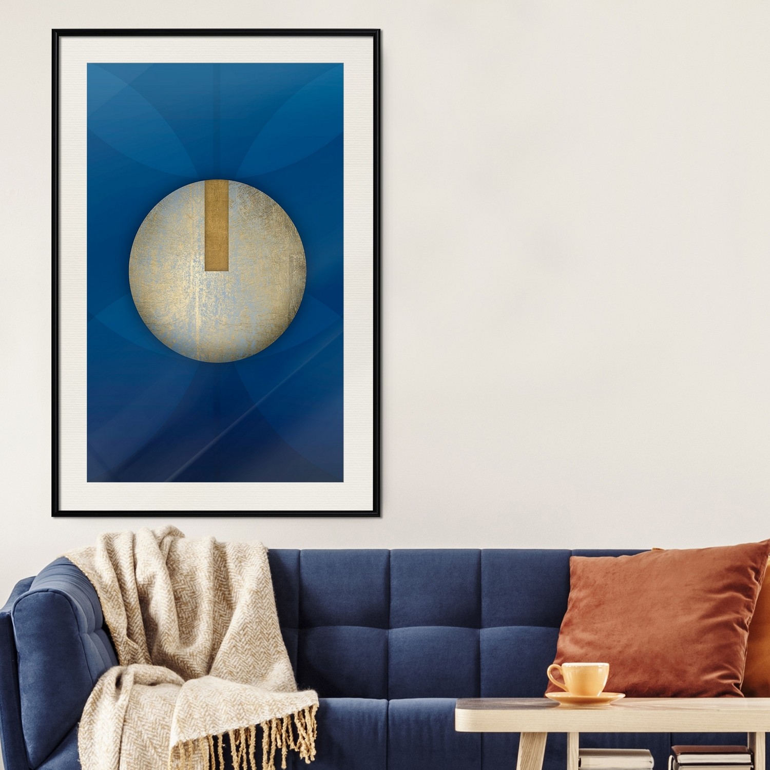Affisch - Indigo Abstraction [Poster] 40x60 Svart ram med passepartout, 40x60 cm