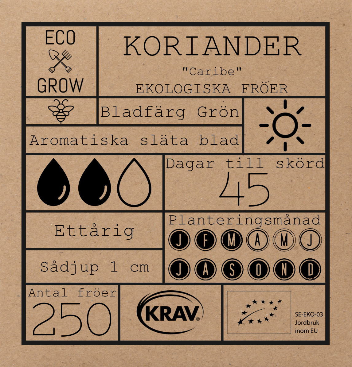 Fröpåse Eco Grow Koriander Coriandrum Sativum