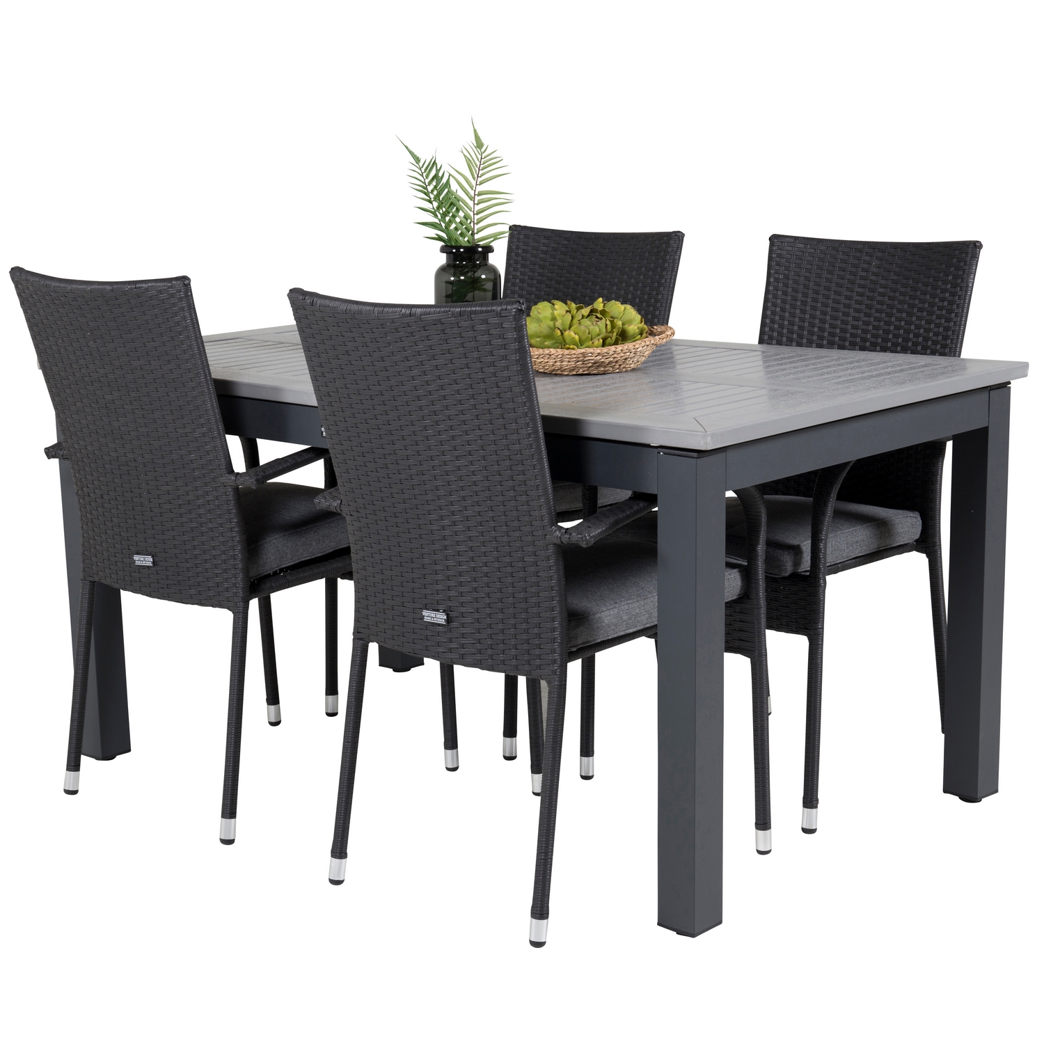 Albany Dining Table 160/240*100 - Svart Alu / Grey Aintwood+ Svart/Grå