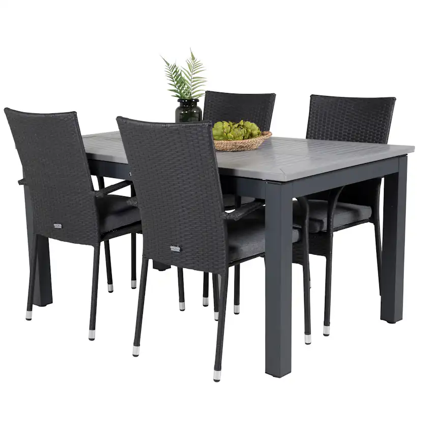 Albany Dining Table 160/240*100 - Svart Alu / Grey Aintwood+ Svart/Grå