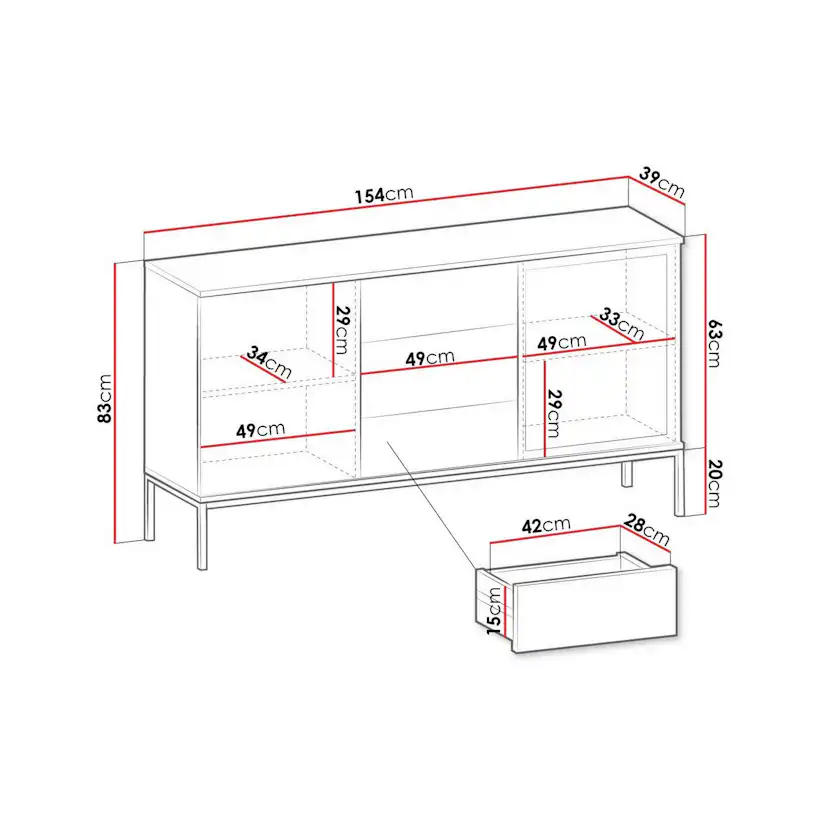 Vitrinskåp Scandinavian Choice Klinkerville med Belysning 154x83x39 cm