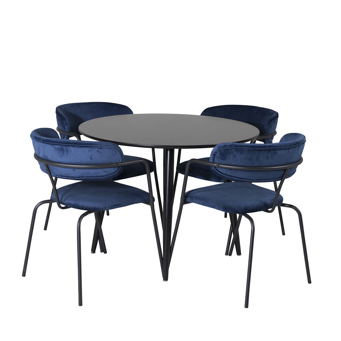 Matgrupp Venture Home Plaza Ø110 cm med 4st Arrow Matstolar