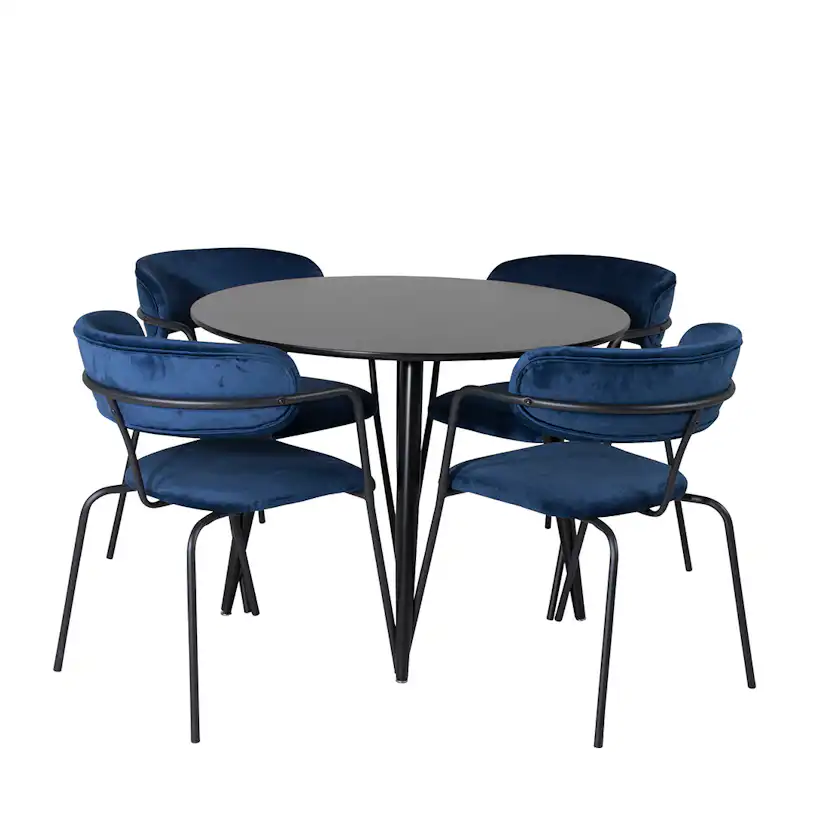 Matgrupp Venture Home Plaza Ø110 cm med 4st Arrow Matstolar