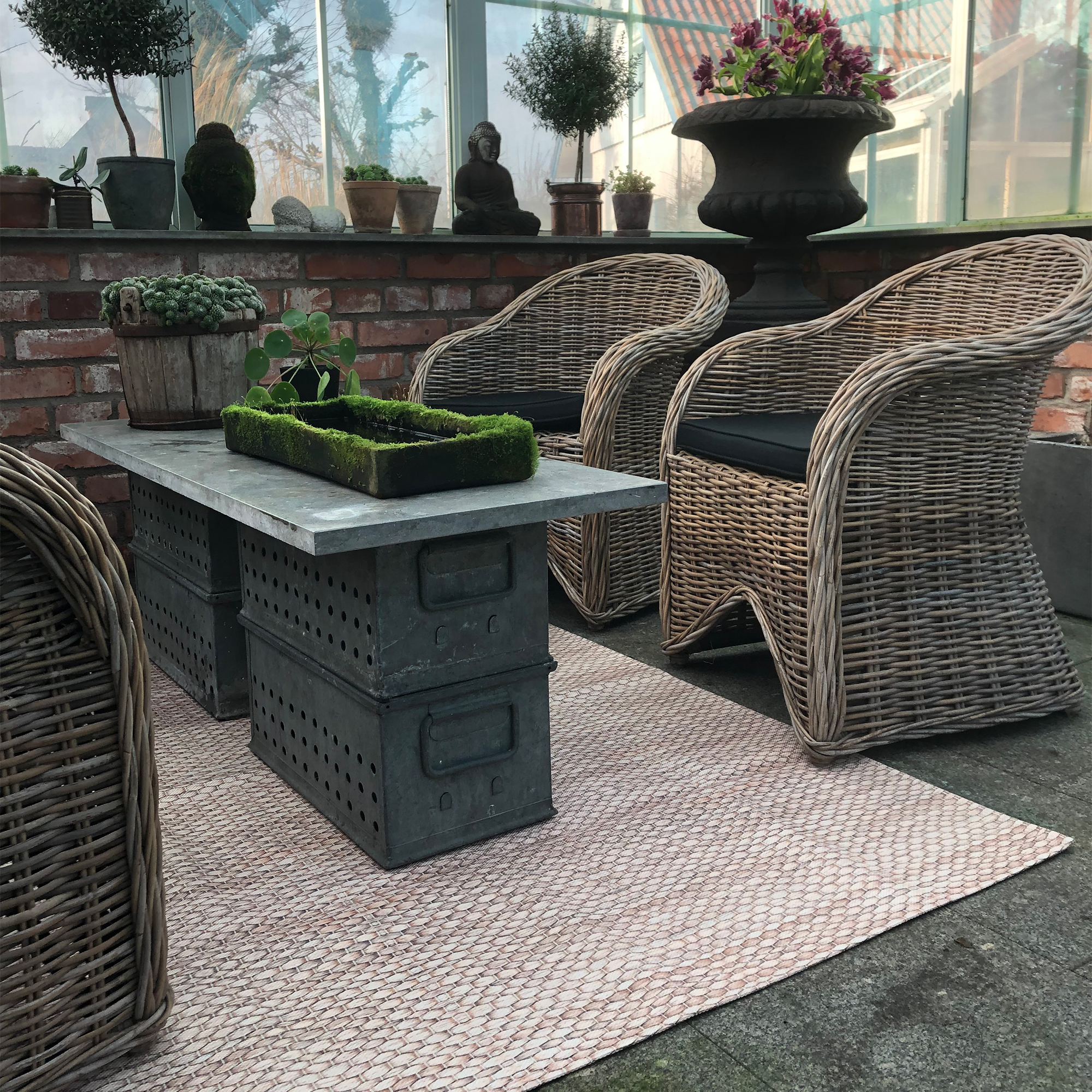 KEBAflexigarden utomhusmatta,Flätad beige 170x230 cm 170x230 cm