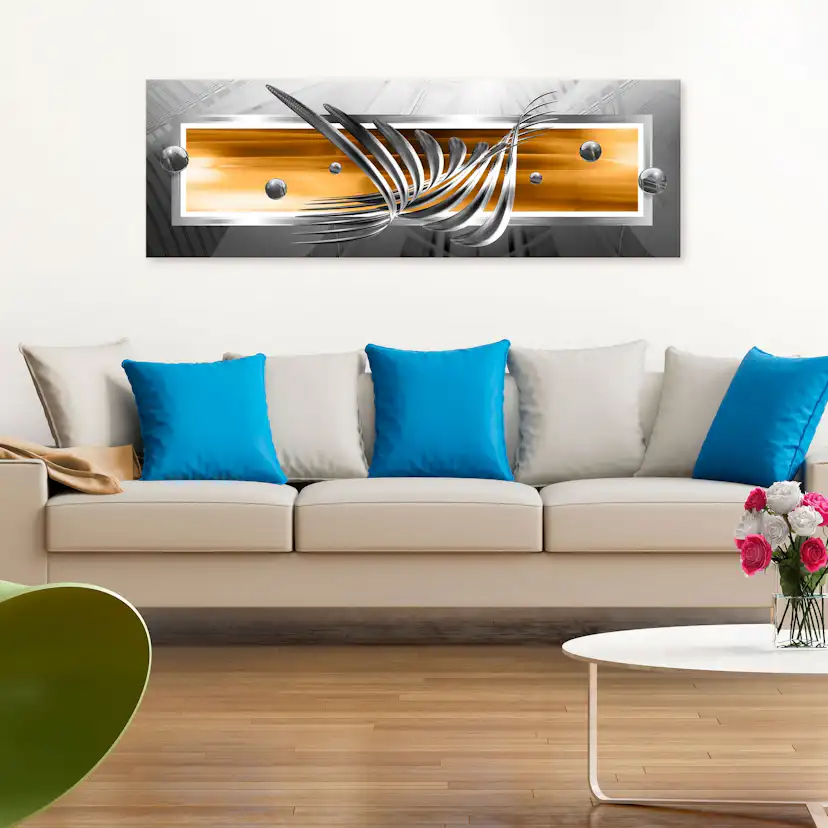 Tavla - Silver Wings (1 Part) Narrow Orange 135x45 135x45 cm