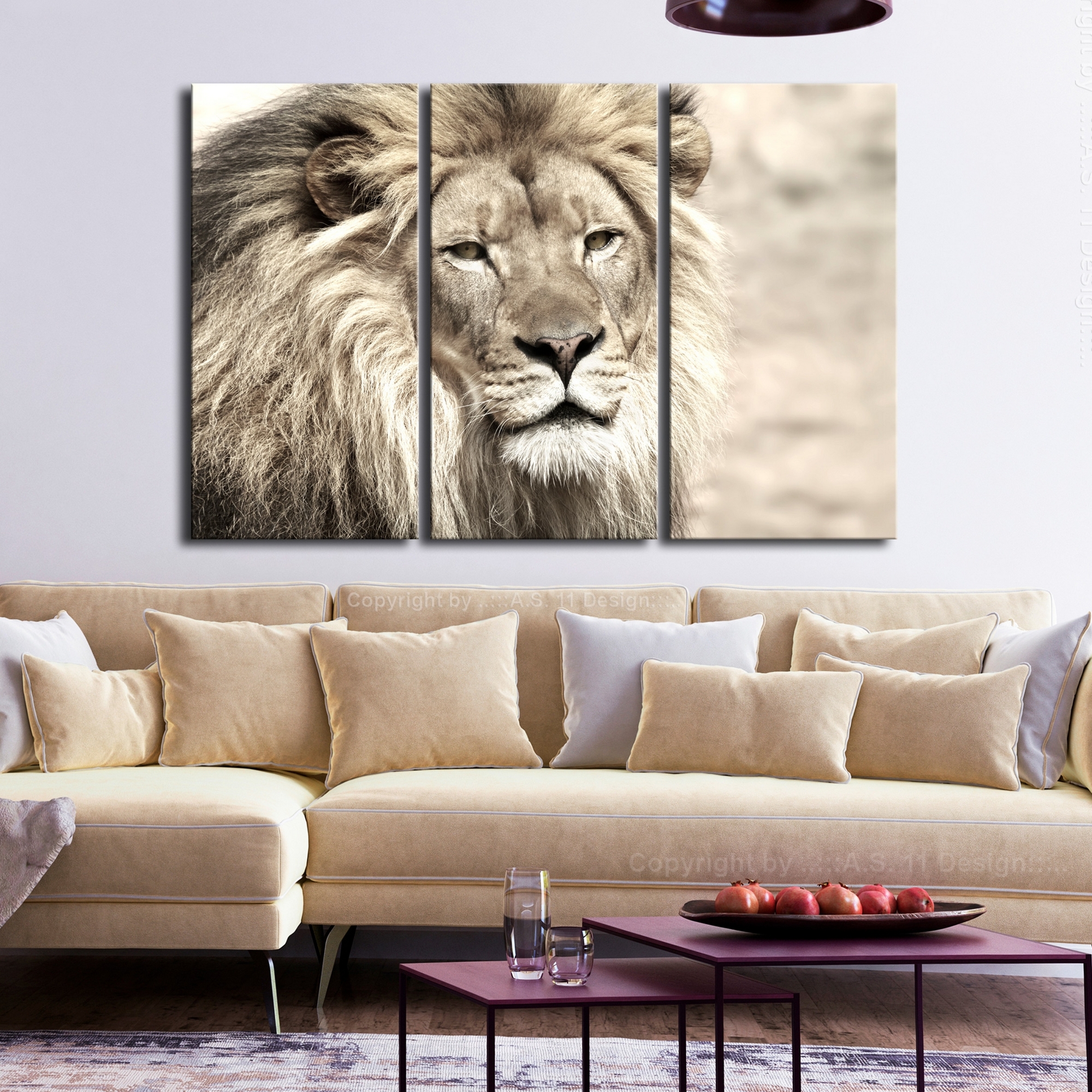 Tavla Arkiio Retro Map Beige 3 delar