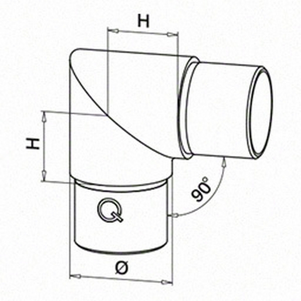 Hörnböj Herrljunga Ledstångsfabrik 90 gr Vass Rostfri mod 0301 Inomhus