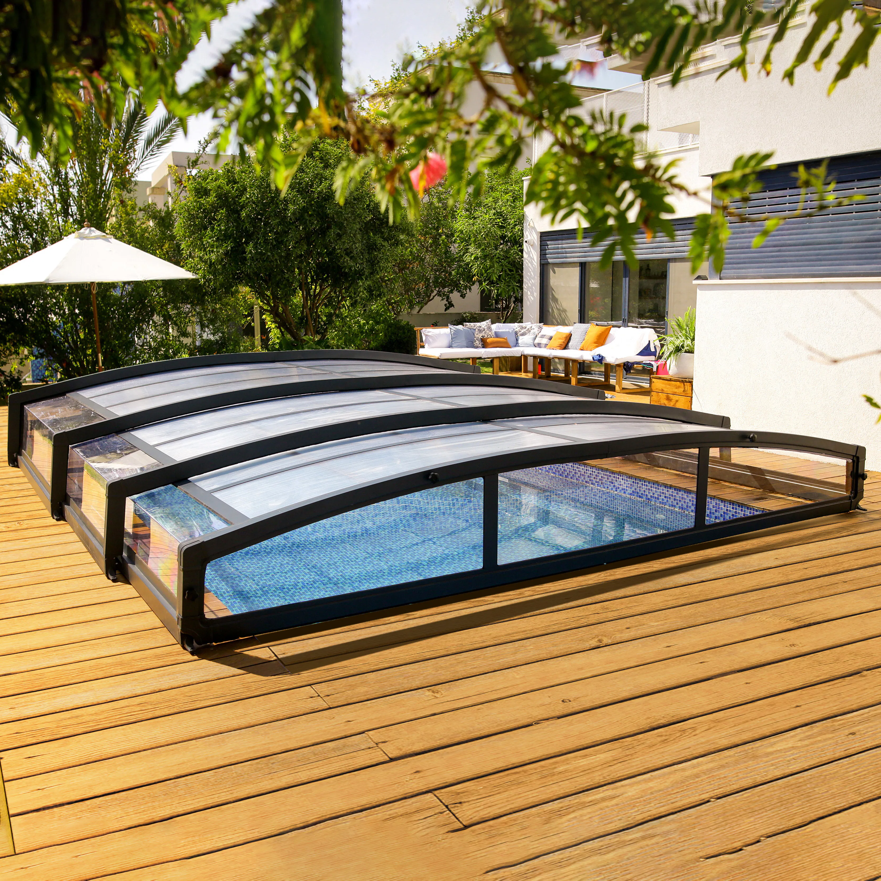 MAJORCA POOL ENCLOSURE FOR 4X6 POOL-GREY 4x6 m