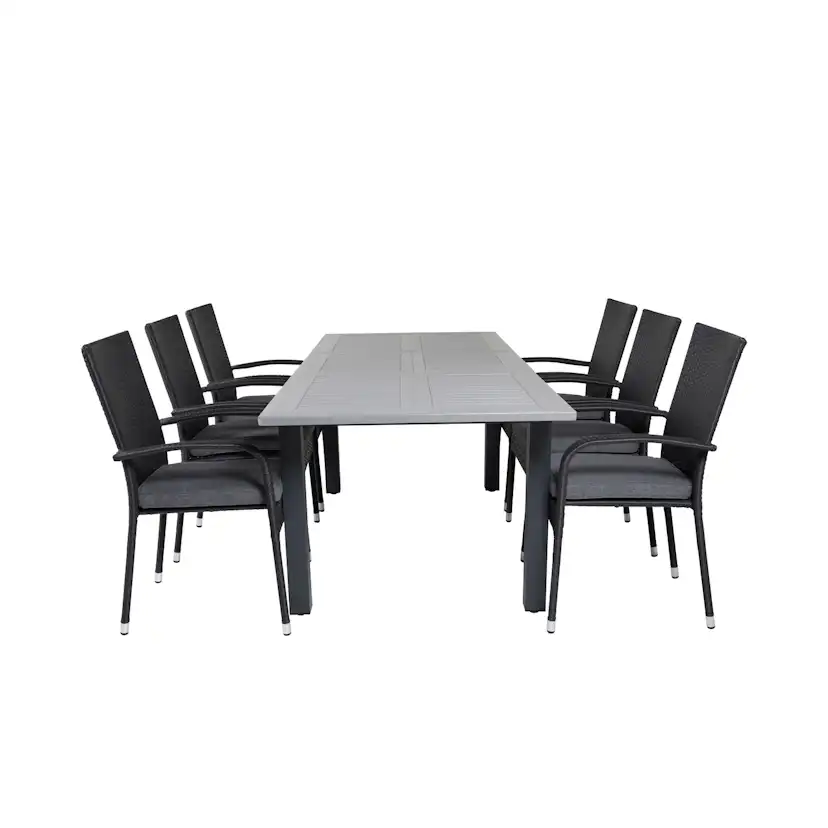 Albany Dining Table 160/240*100 - Svart Alu / Grey Aintwood+ Svart/Grå