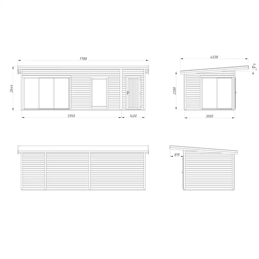 Stuga Palmako Andrea 22,1 m² Slide (inv. 21,1 m²)