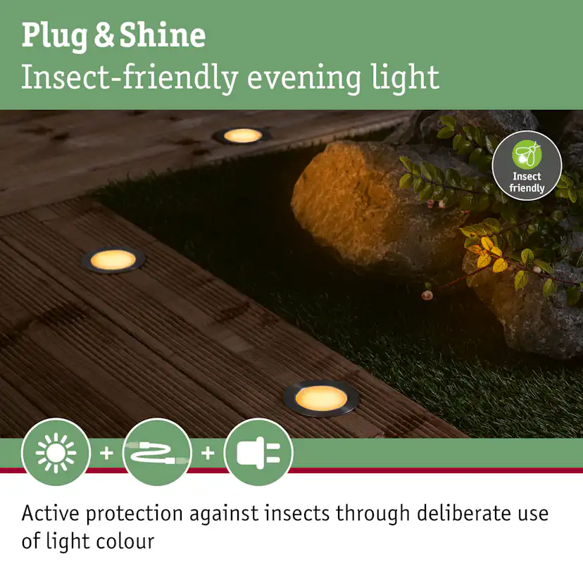 LED Infälld Markbelysning Paulmann Plug & Shine Floor Profil Spot Insektsvänlig IP67 2W 3-pack med Kabel & Transformator