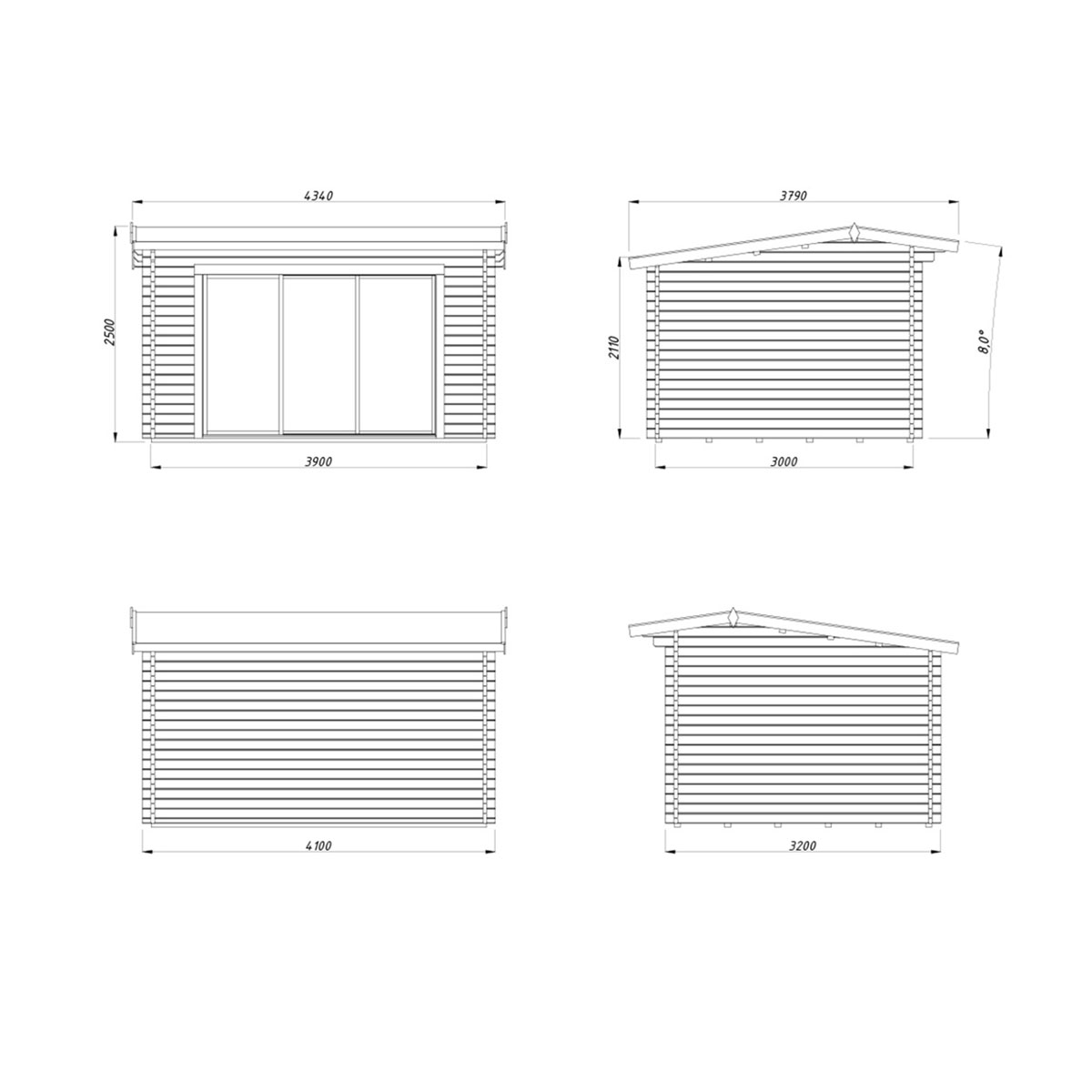 Ines 11,1 m2 Slide NO Obehandlad med Slide 1-lagers glas