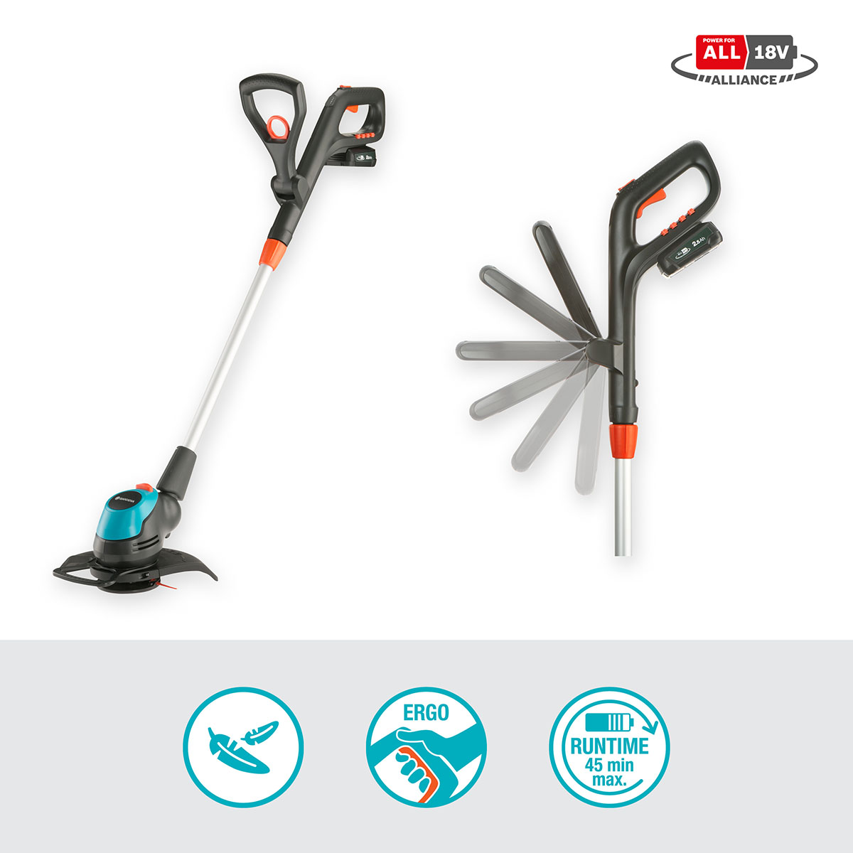 Trimmer Gardena EasyCut 23/18V P4A med Batteri & Laddare