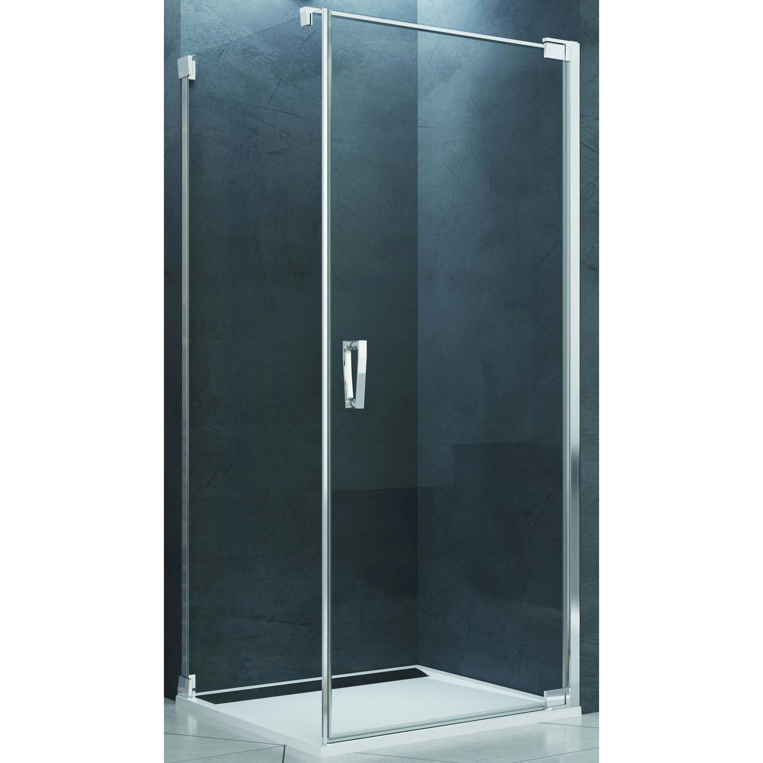 Cadura Dusch Fast glasparti 80 Klarglas/Högglans silver Väns B: 800 mm, Profil: Högglans silver, Hägning: Vändbar
