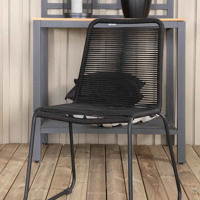MexicoTable160/240*90-LindosChair-BlackAlu/LatteRope_4 Beige