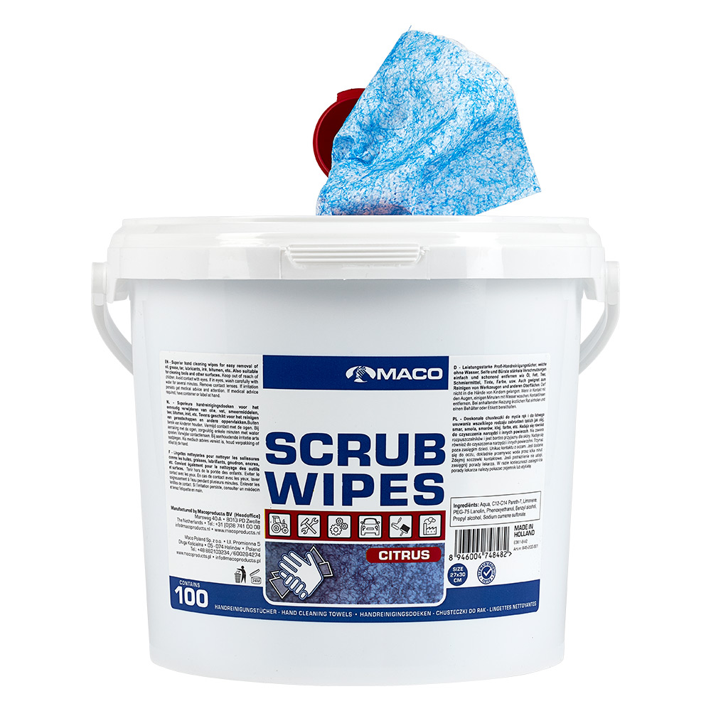 Rengöringsduk Maco Scrub Wipes Citrus Blå 100st
