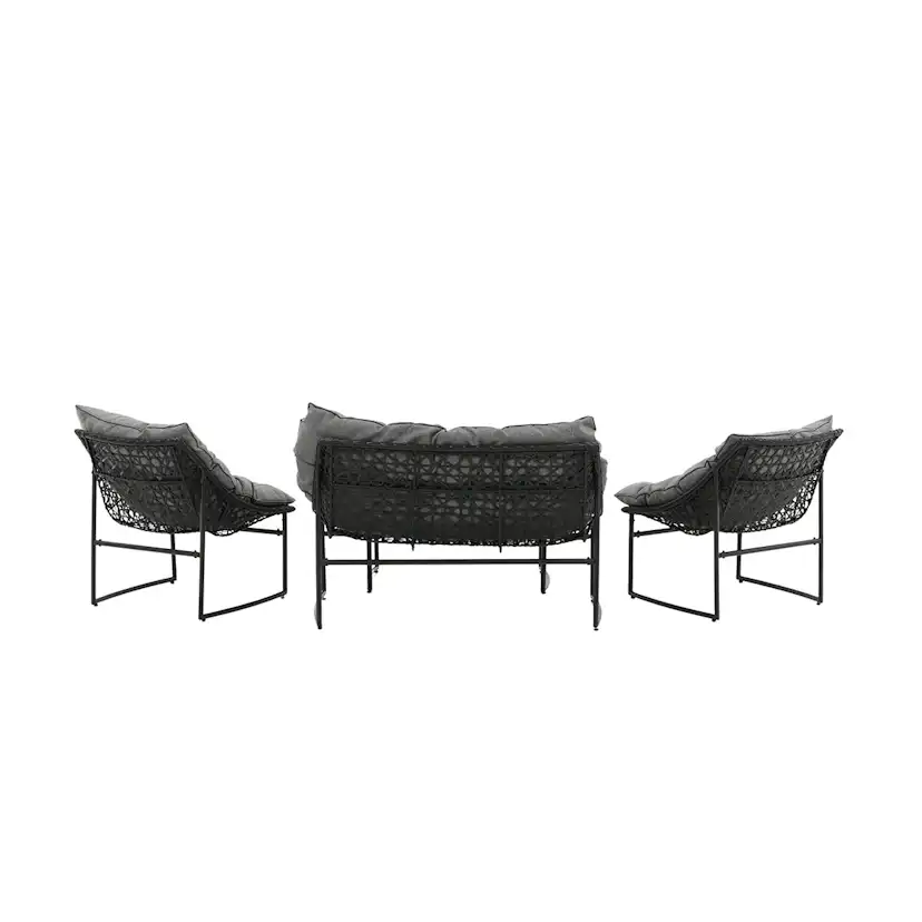 Loungeset Venture Home Ture Soffgrupp Svart med Dynor Utomhus