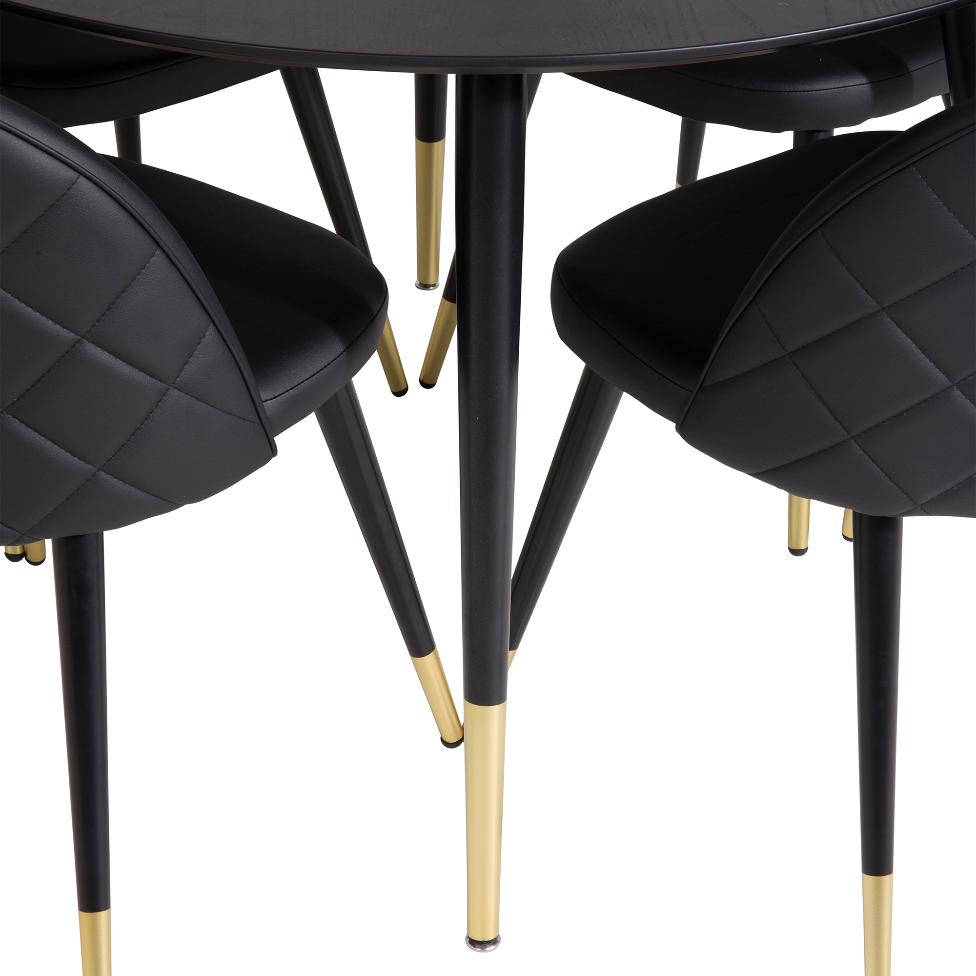 Matgrupp Venture Home Disa Rund med 4 Valentina Stolar Läder