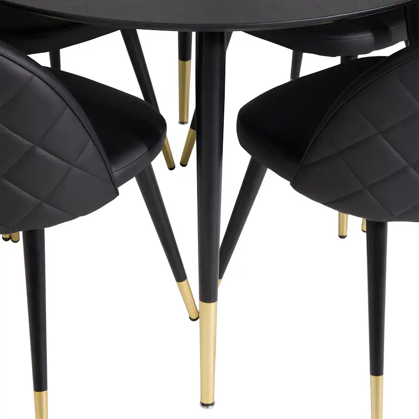 Matgrupp Venture Home Disa Rund med 4 Valentina Stolar Läder