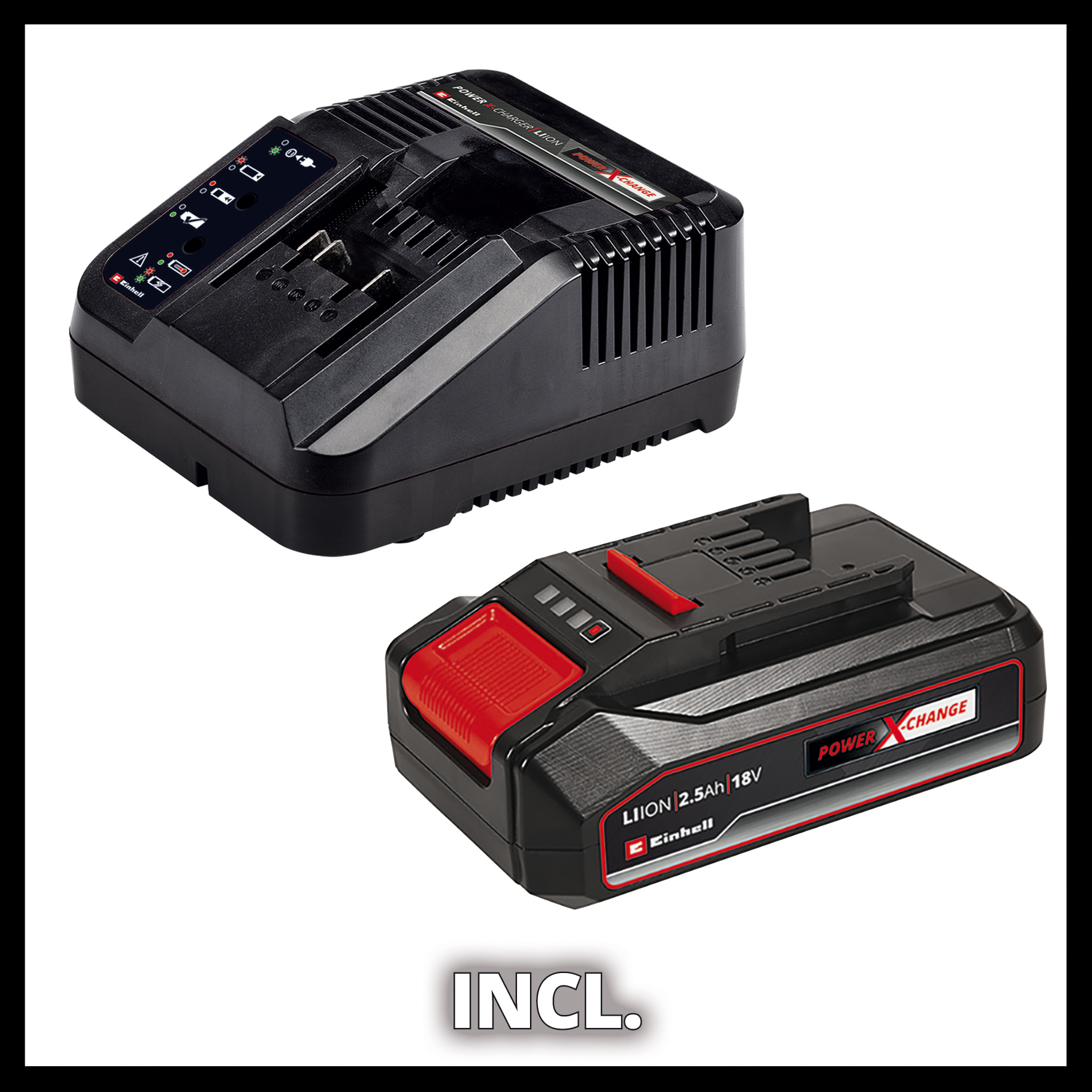 Slagborrmaskinskit Einhell TE-CD 18/2 Li-i med 1x2,5 Ah Batteri och 22 delars  Bit- och Borrset