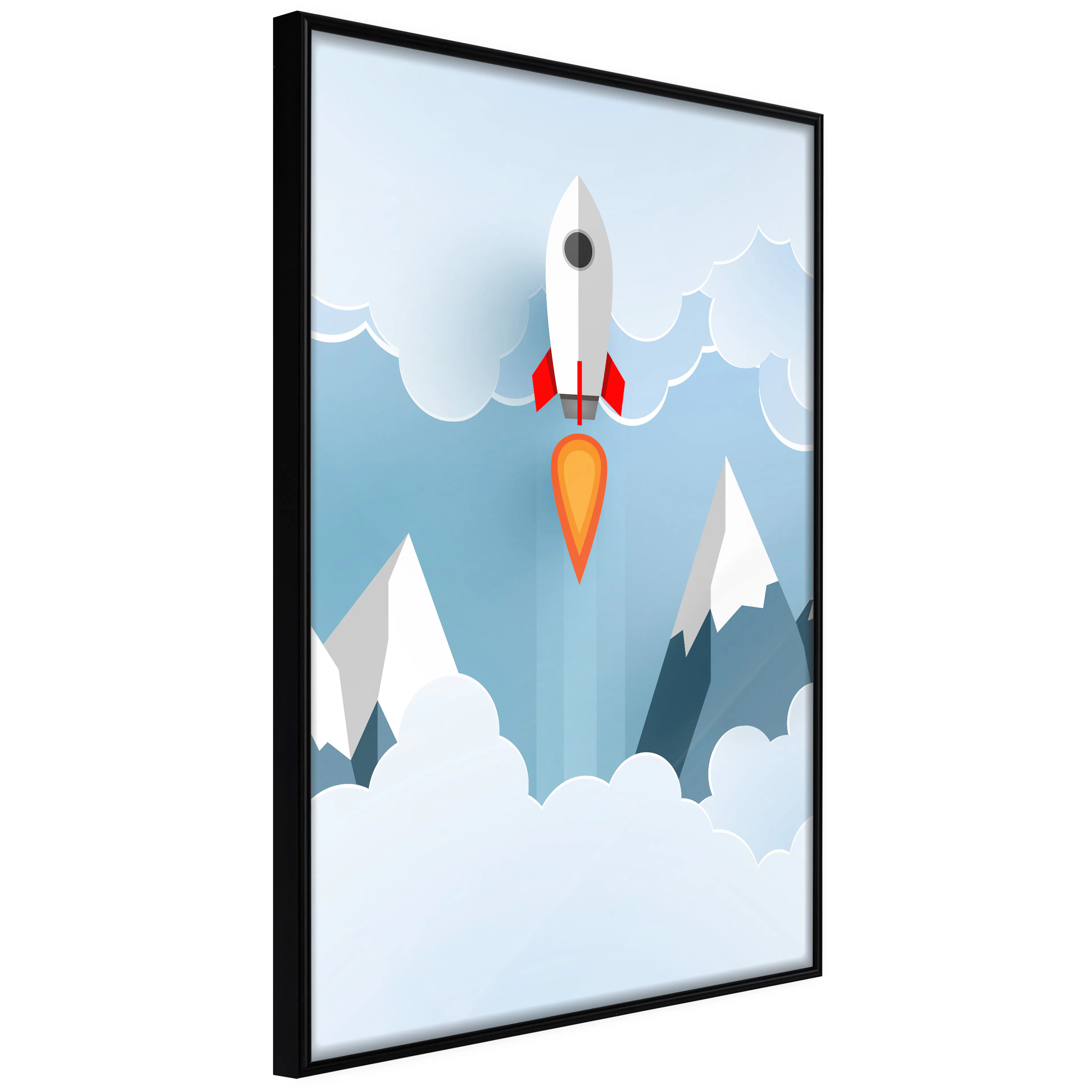 Affisch - Rocket in the Clouds [Poster] 40x60 Svart ram, 40x60 cm
