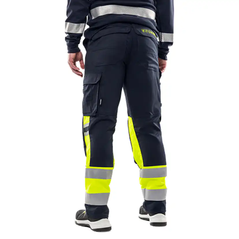 Flamestat byxa stretch 2162 ATHF, kl 1 Storlek: C148, Gul/Marinblå