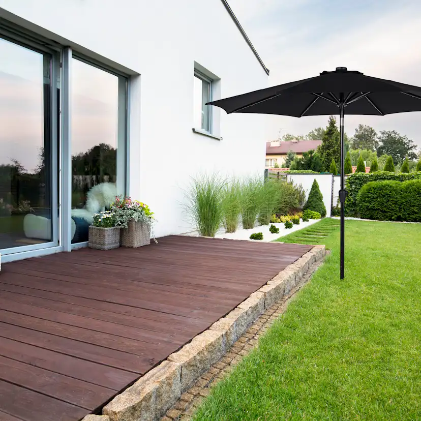 UMBRELLA W/CRANK W/SOLAR/LED W/TILT Ø3M (47340) Svart/Svart