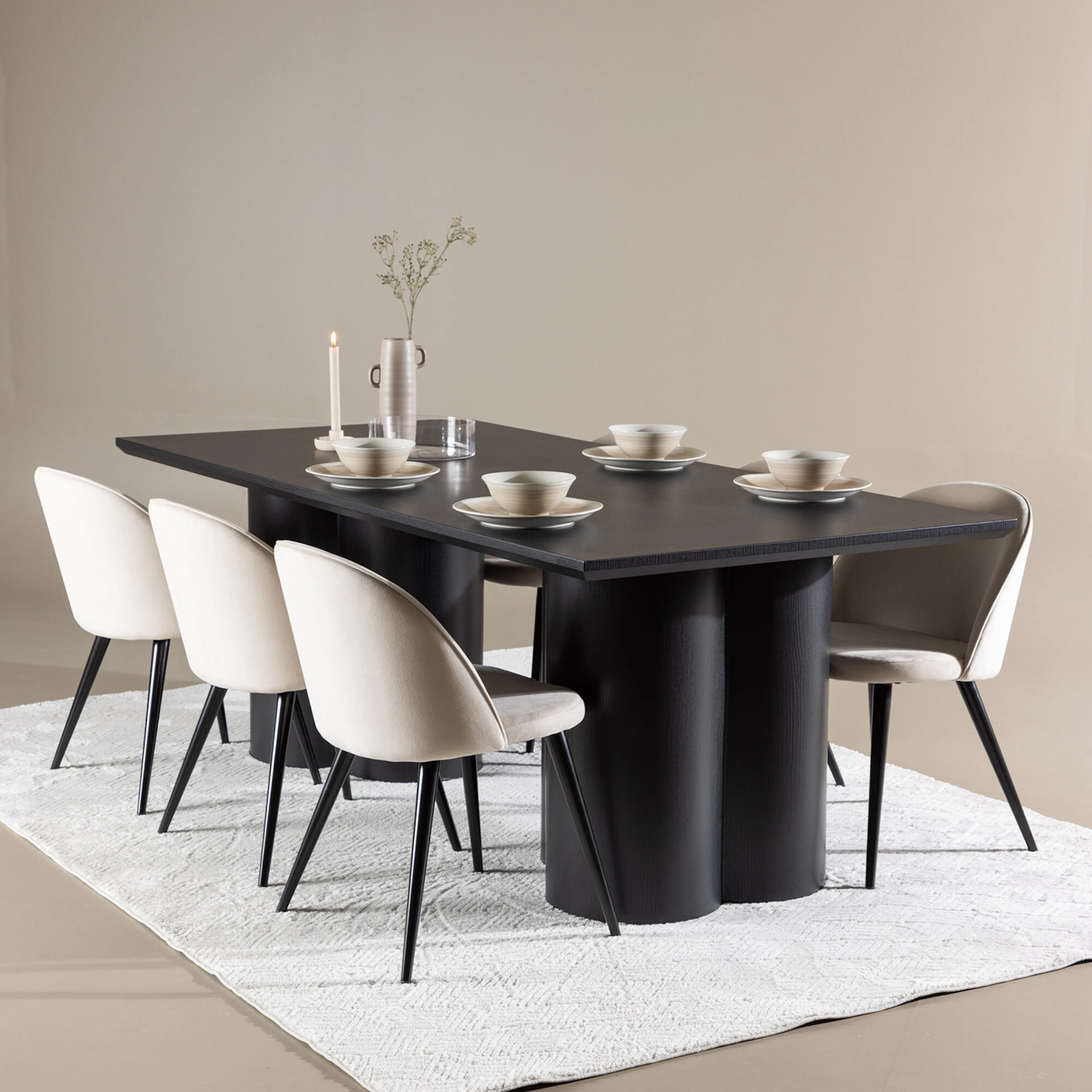 Matgrupp Venture Home Olivia 210 med 6 st Velvet Stolar