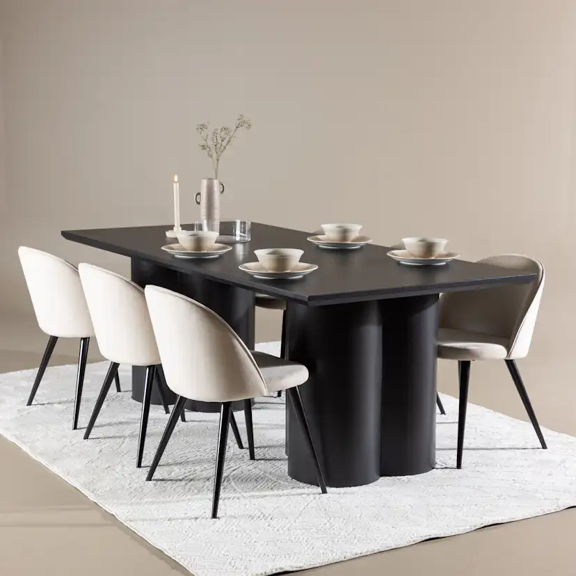 Matgrupp Venture Home Olivia 210 med 6 st Velvet Stolar