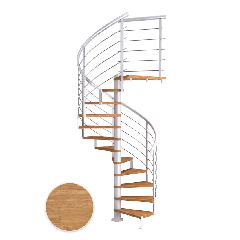 MONTREAL spiral ek oljad vit DESIGN 11T Ø140 Vit, D: 1400 mm, Golv till golv höjd: 2500-2860 mm, 11+1 steg